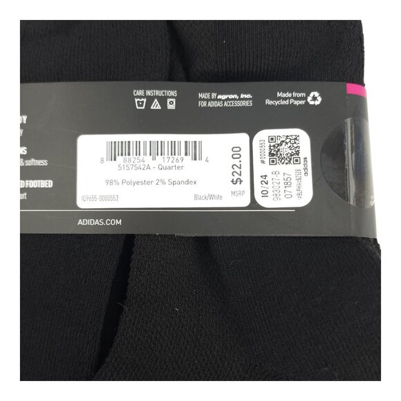 Adidas Womens Cushioned AEROREADY Socks 6 Pair Black Size 5-10 Comfortable - Picture 7 of 8